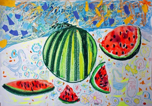 Арбуз рисование с детьми