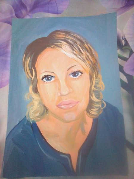 Портрет мамы гуашью