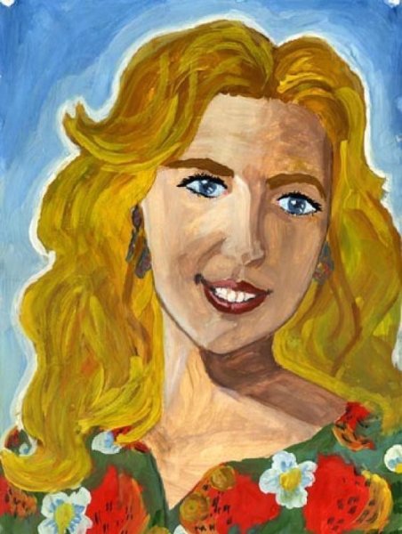 Портрет мамы гуашью