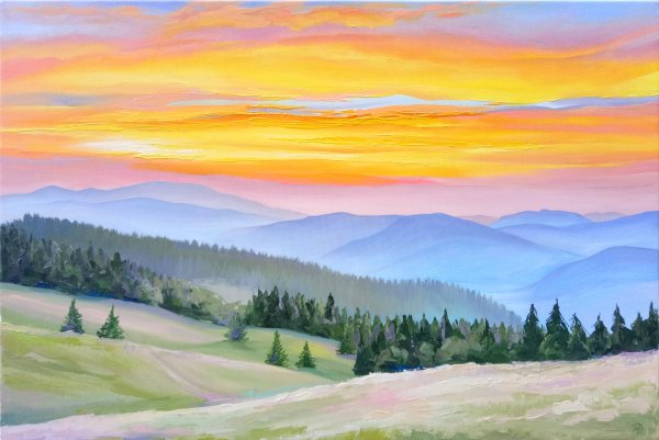 Воздушная перспектива в пейзаже горы