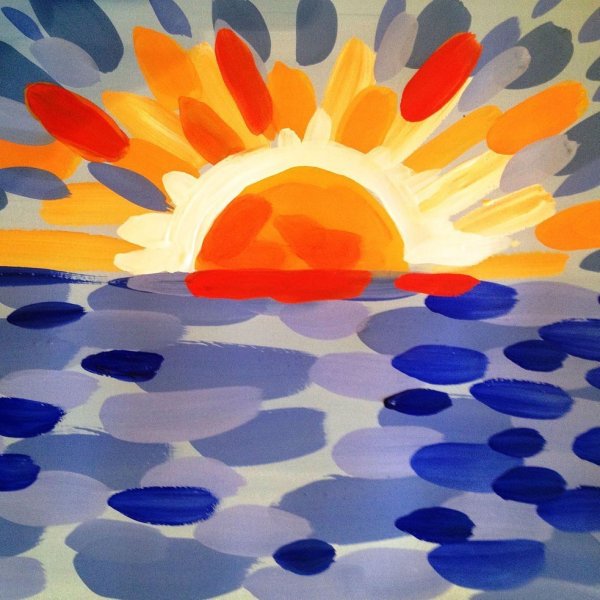 Закат красками для детей