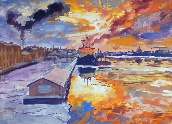 Пленэр Петербург гуашь