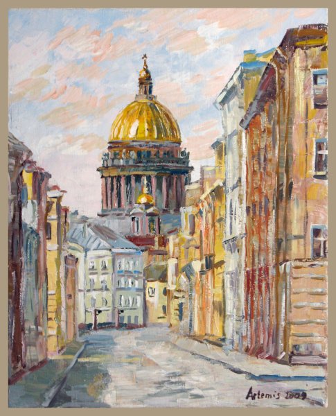 Пейзаж акрилом Исакиевский собор