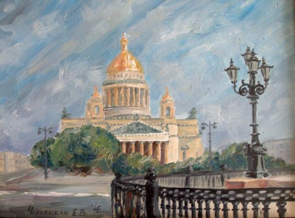 Пейзаж Питер Исаакиевский собор акварель
