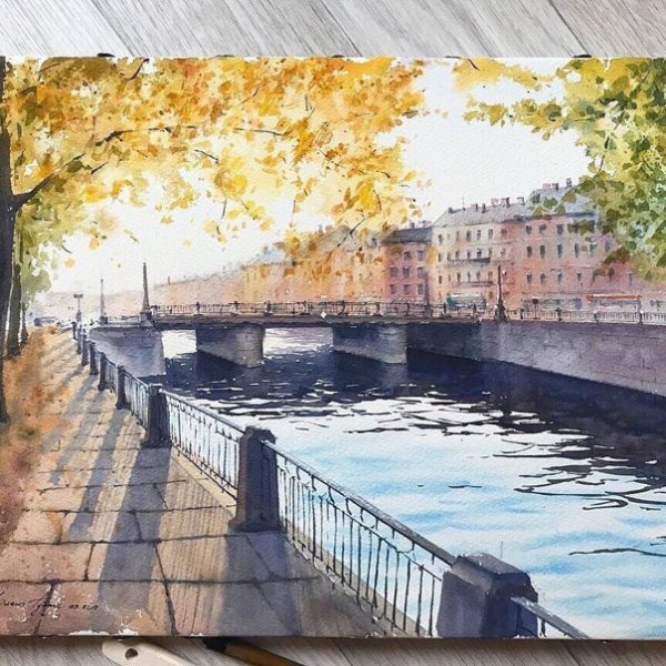Осенний Санкт-Петербург акварель