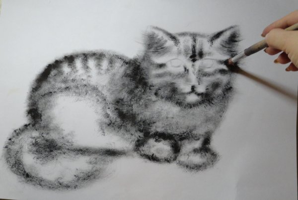 Рисование сухой кистью