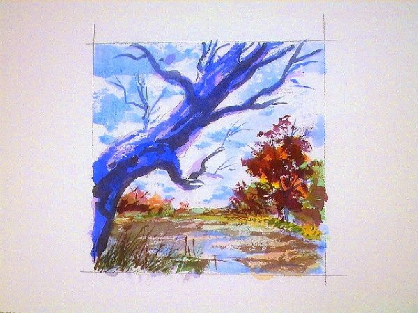 Сухая акварель техника