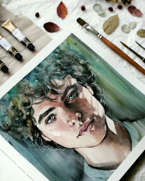 Портрет человека акварелью