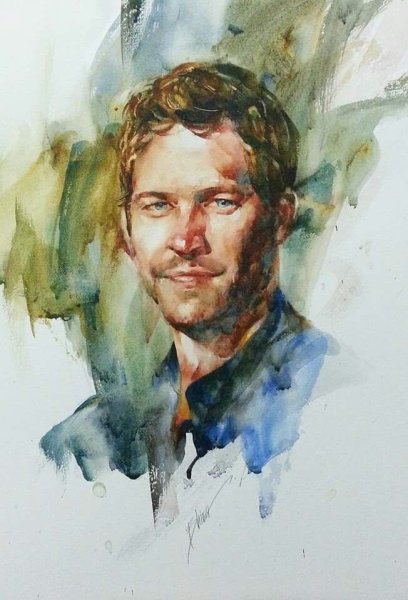 Мужской портрет акварелью