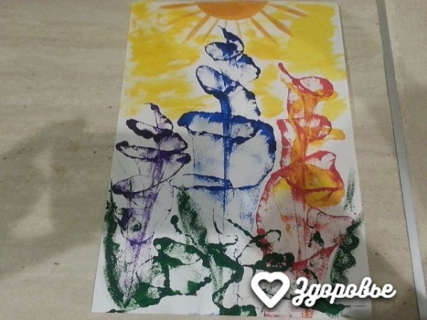 Рисование нитками и красками