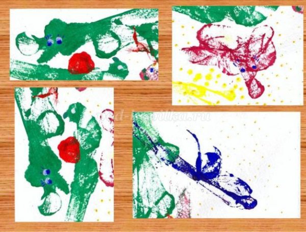 Нитка в краске на бумаге