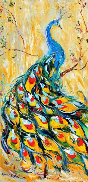 Павлин гуашью