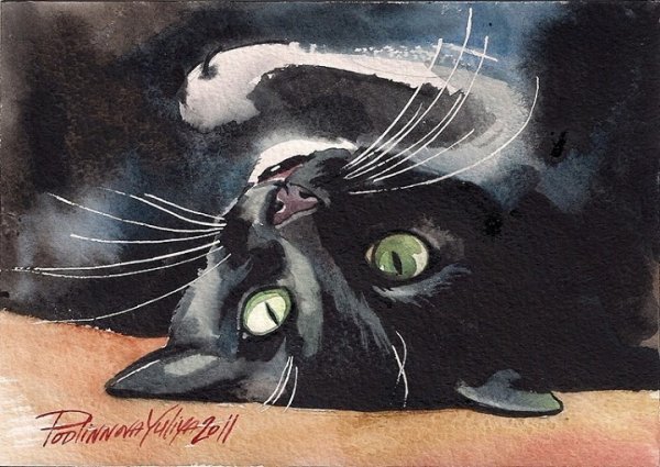 Черно-белый кот в живописи