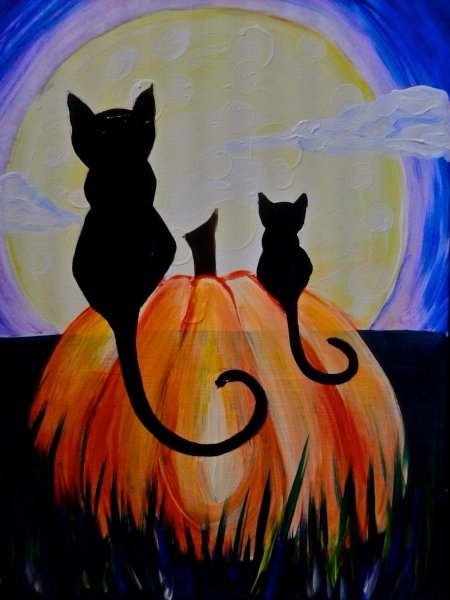 Кошка гуашью