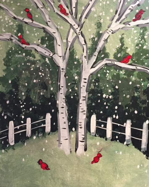 Стилизованный пейзаж акварелью