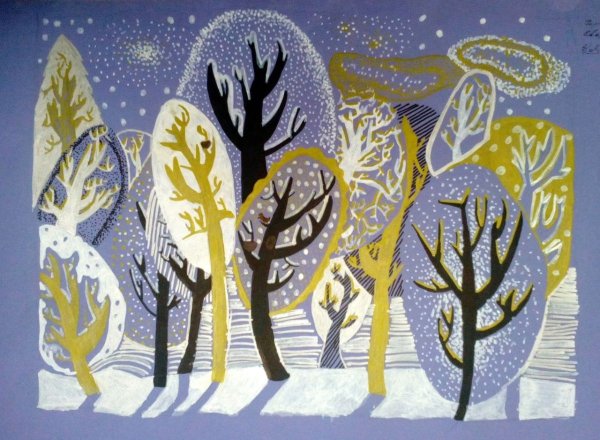 Рисование зимних деревьев