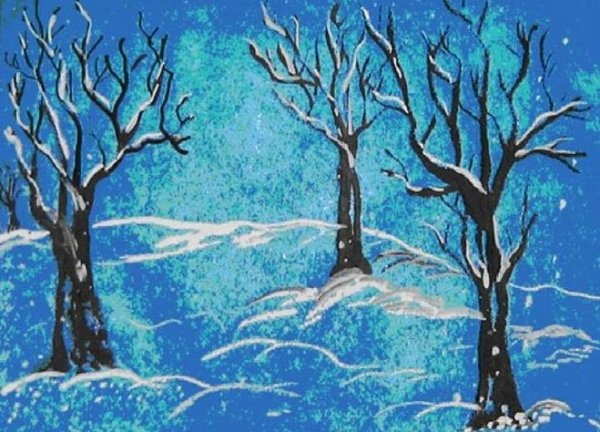Нетрадиционная техника рисования зима