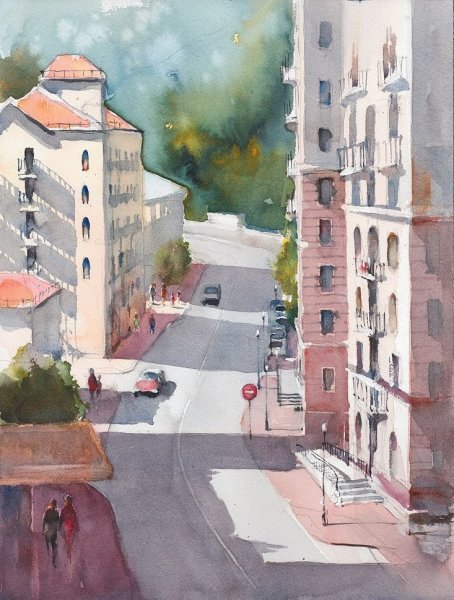 Цветные домики живопись