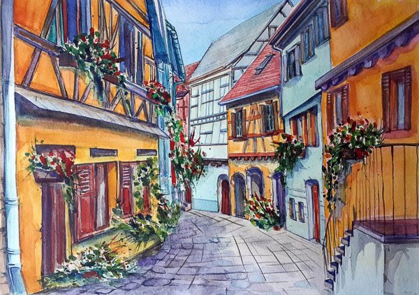 Рисование город вечером