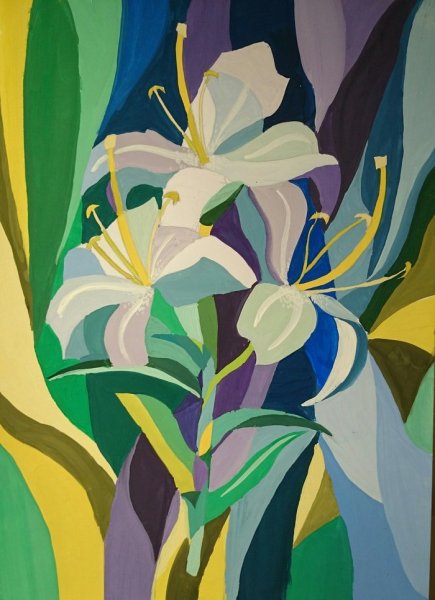 Стилизованные цветы гуашью