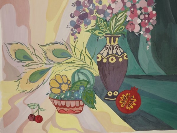 Пионы гуашью