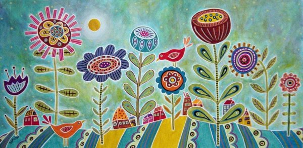 Букет цветов красками для детей