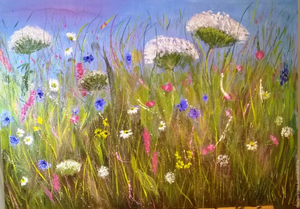 Цветочная Поляна гуашью