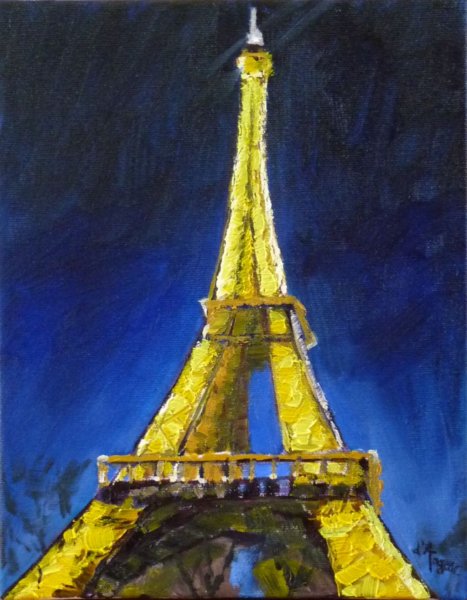 Картины Эйфелевой башни гуашью