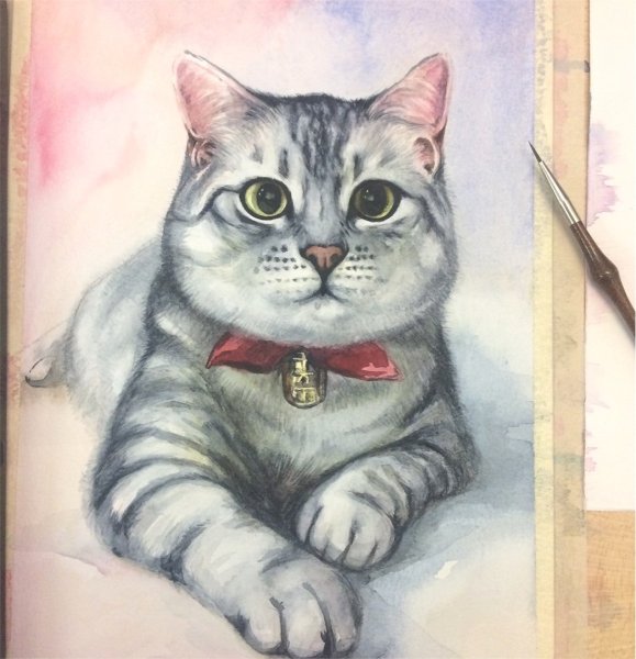 Нарисовать кошку гуашью