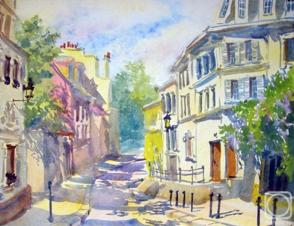 Холст акварель улочки Парижа