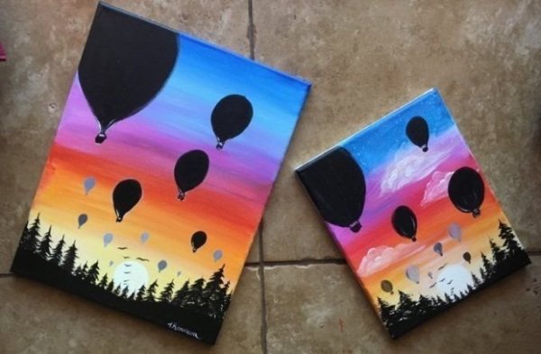 Градиент акриловыми красками на бумаге