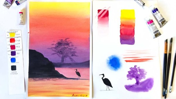 Градиент рисунок акварелью