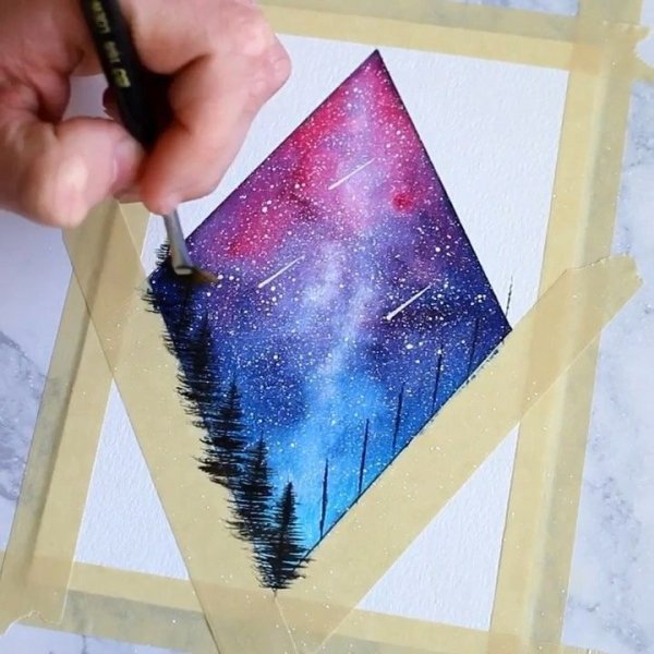 Космос акварелью для начинающих