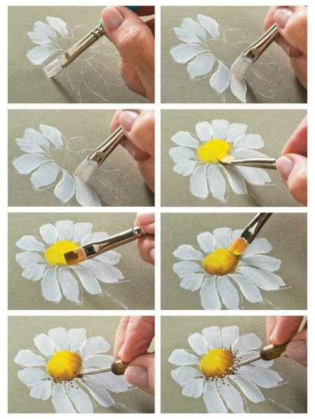 Ромашки гуашью