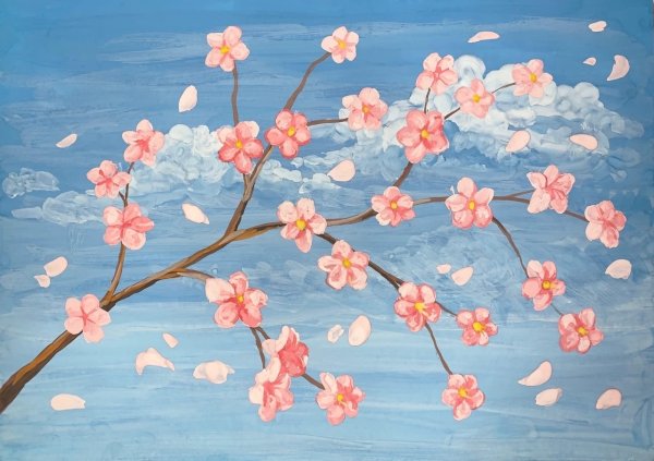 Сакура гуашью