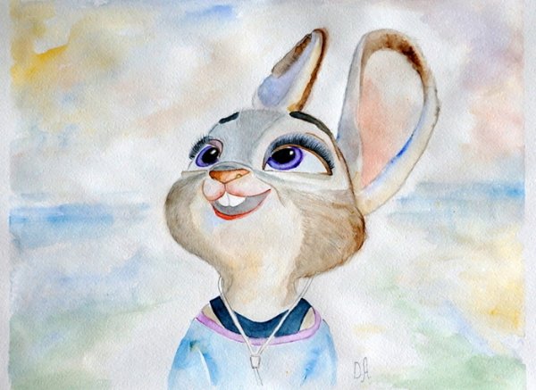 Мультяшные персонажи акварелью