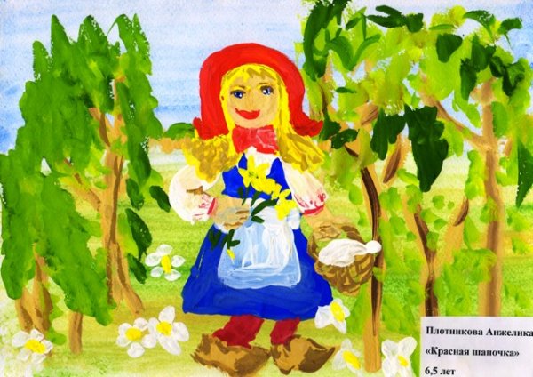 Красная шапочка карандашом