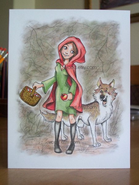 Красная шапочка акварель