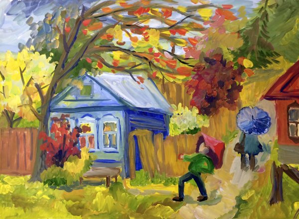 Композиция осень гуашью