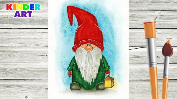 Рисунок новогоднего гнома
