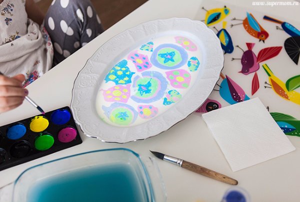 Молоко и пищевые красители