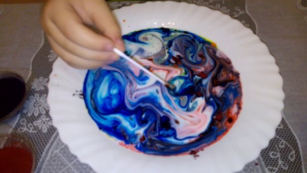 Рисование на молоке гуашью