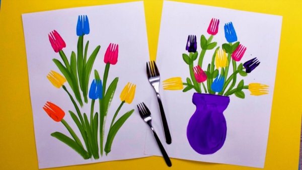 Рисование вилочкой для детей
