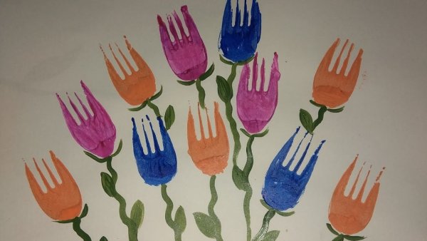 Рисование одноразовыми вилками