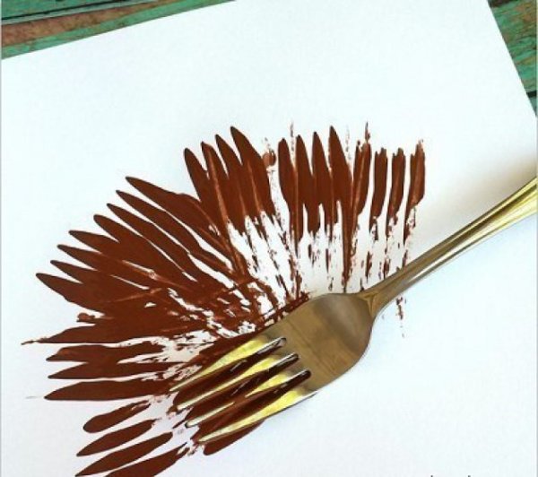 Рисование вилкой для детей