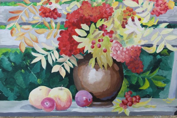 Осенний натюрморт гуашью