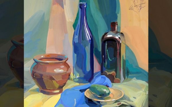 Натюрморт гуашью Академическая живопись материальность