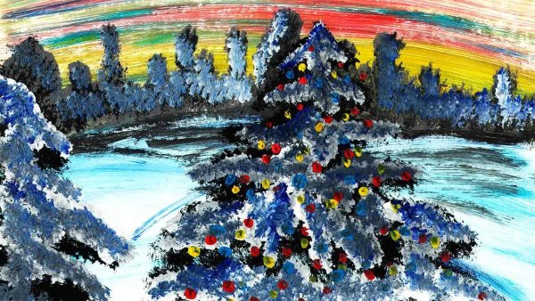 Правополушарное рисование елка