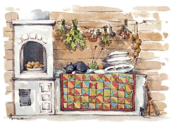 Русская печь иллюстрация