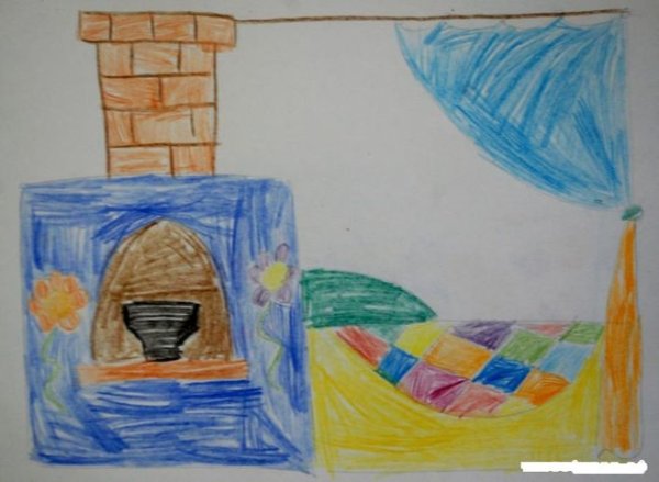 Детские рисунки русская печь